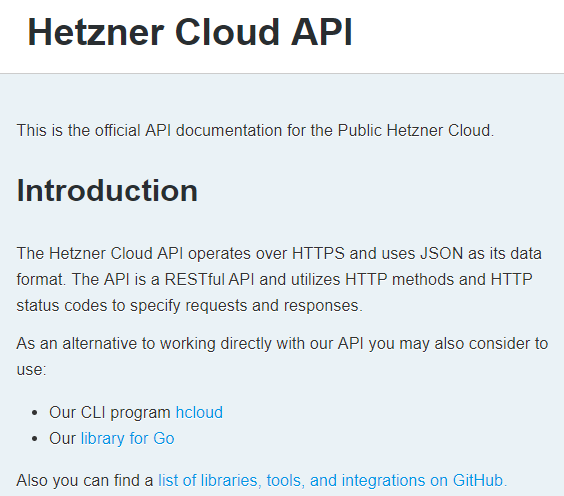 Hetzner Cloud API