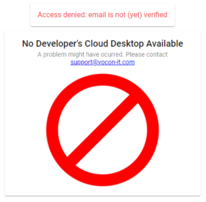 Error Message: Access denied: email is not (yet) verified